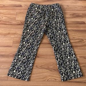 NEW Free People Patterned Black & Metallic Pants Size 8